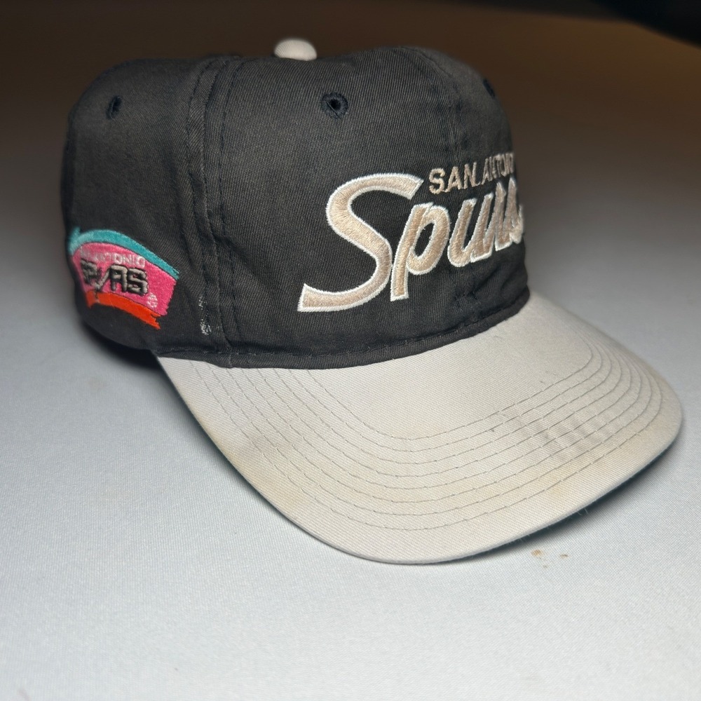 VTG San Antonio Spurs Hat Sports Specialties Script Black Fiesta Green Bill 90s